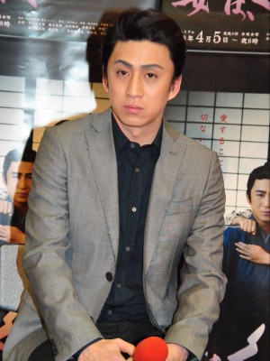 NHKBSプレミアム「BS時代劇 妻は、くノ一」完成試写会に登場した、市川染五郎