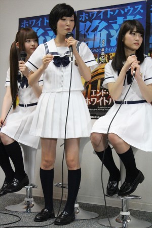 『エンド・オブ・ホワイトハウス』公開直前イベントに登場した乃木坂46の生駒里奈、松村沙友理、若月佑美、テレンス・リー