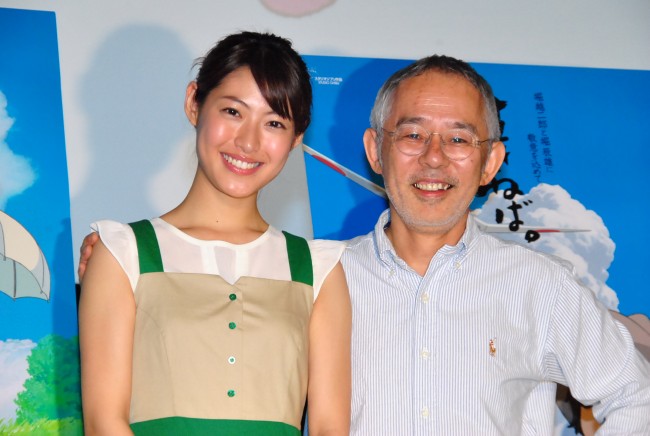 『風立ちぬ』中間報告会見に出席した瀧本美織と鈴木敏夫プロデューサー