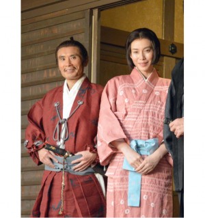 片岡鶴太郎、中谷美紀、NHK大河『軍師官兵衛』スタジオクランクイン取材会にて