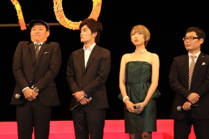 『劇場版 ATARU‐THE FIRST LOVE & THE LAST KILL‐』完成披露試写会舞台挨拶(左から千原せいじ、庄野崎謙、光宗薫、三好博道)