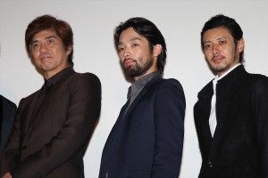 『人類資金』初日舞台挨拶に出席した、佐藤浩市、森山未來、オダギリジョー