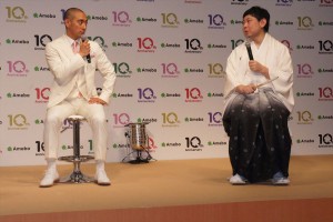 市川海老蔵、鈴木おさむ、「Ameba」の新CM発表会にて