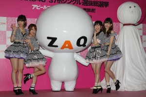 高橋みなみ、渡辺麻友、小嶋陽菜、柏木由紀、J:COMテレビ「AKB48 37thシングル選抜総選挙アピールコメント」記者発表会に出席