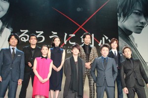 『るろうに剣心 京都大火/伝説の最期』完成披露レッドカーペットイベントに登壇した江口洋介、大友啓史監督、武井咲、蒼井優、佐藤健、青木崇高、藤原竜也、神木隆之介、伊勢谷友介