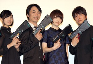 『劇場版 PSYCHO‐PASS サイコパス』完成披露試写会に登場した佐倉綾音、関智一、花澤香菜、野島健児