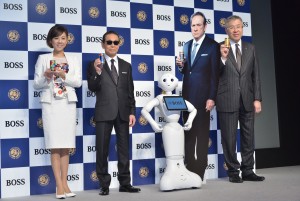 高橋真麻、 タモリ、Pepper、サントリーコーヒー BOSS 新キャンペーン・新CM発表会にて