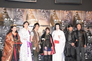 舞台『あずみ~戦国編』公開ゲネプロに出席した、有森也実、小園凌央、鈴木拡樹、 川栄李奈、早乙女友貴、星田英利、岡村俊一