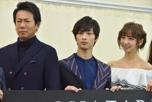 舞台『BIOHAZARD THE Experience』製作記者会見に出席した、横浜流星、篠田麻里子、東幹久