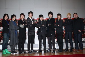 舞台『ALL OUT!! THE STAGE』の制作発表に出席した、宮下雄也、大原海輝、松風雅也、伊万里有、原嶋元久、佐伯大地、石渡真修、山口大地、西田シャトナー