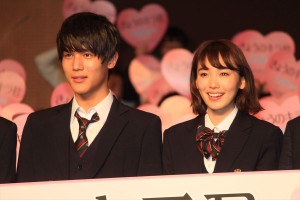 『きょうのキラ君』の完成披露試写会に出席した、中川大志、飯豊まりえ