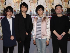 アニメ『アトム ザ・ビギニング』試写会に出席した、中村悠一、寺島拓篤、井上雄貴、佐藤竜雄監督