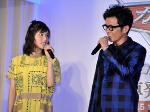 映画『カーズ/クロスロード』新車発表会見に出席した松岡茉優、藤森慎吾