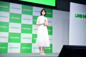 「LINEモバイル」記者発表会に出席したのん