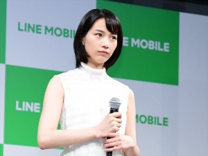 「LINEモバイル」記者発表会に出席したのん