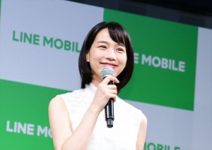 「LINEモバイル」記者発表会に出席したのん