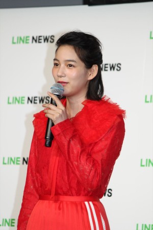 オリジナル連続ドラマ『ミライさん』完成発表会に登場したのん