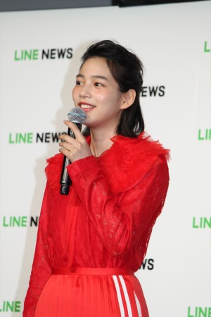 オリジナル連続ドラマ『ミライさん』完成発表会に登場したのん