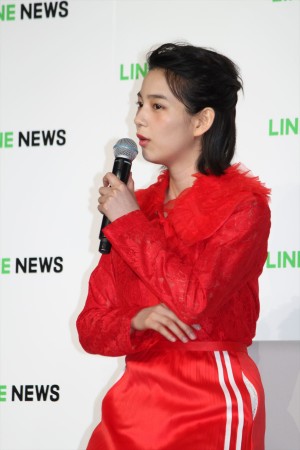 オリジナル連続ドラマ『ミライさん』完成発表会に登場したのん