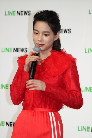 オリジナル連続ドラマ『ミライさん』完成発表会に登場したのん