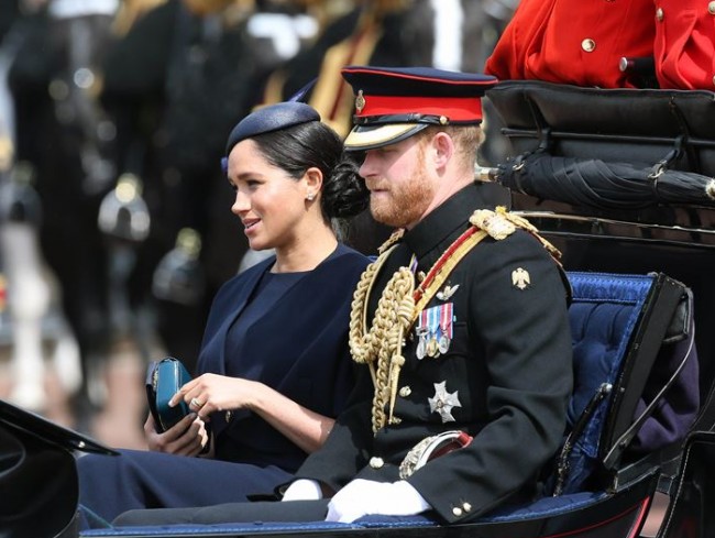 メーガン妃、the Trooping the Colour ceremony to mark Queen Elizabeth II’s 93rd birthday in London， Britain， on June 8， 2019.