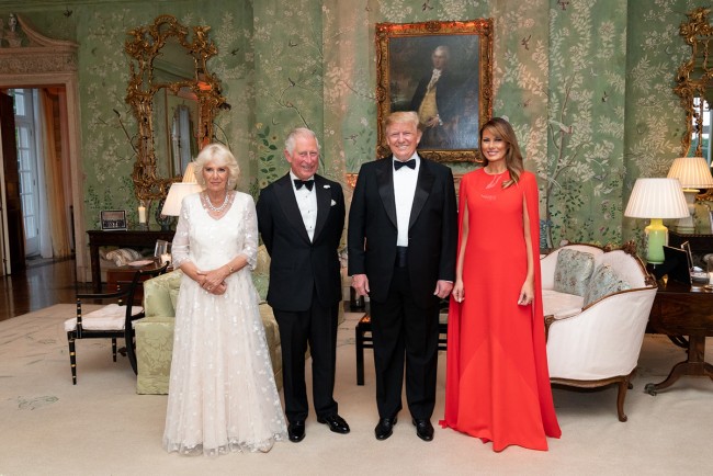 President Donald Trump and First Lady Melania Trump, with The Prince of Wales and The Duchess of Cornwall, at Winfield House, London, June 4, 2019