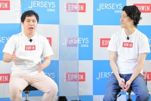 「EDWIN JERSEYS」新CMプレス発表会に登場した霜降り明星