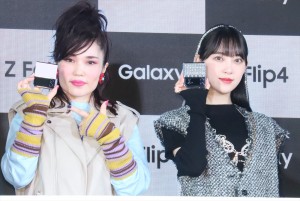 Galaxy新製品発表・スマホファッションお披露目会に出席した(左から)平野ノラ、堀未央奈