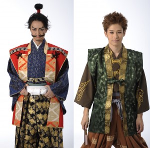 舞台版「殿といっしょ」の織田信長役の永山たかしと木下藤吉郎役の林明寛
