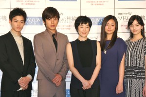 「ソドムの林檎～ロトを殺した娘たち」制作発表記者会見に登壇した、(左から）野村周平、溝端淳平、寺島しのぶ、木村文乃、石橋杏奈