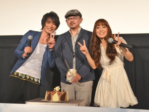 『ハル』初日舞台挨拶に登壇した細谷佳正、日笠陽子、牧原亮太郎監督