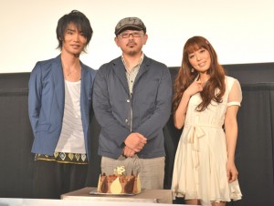 『ハル』初日舞台挨拶に登壇した細谷佳正、日笠陽子、牧原亮太郎監督