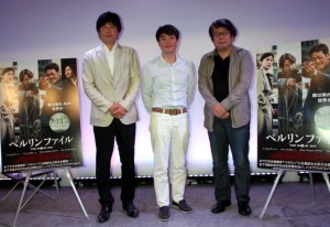 緊迫の朝鮮半島情勢を描いた『ベルリンファイル』公開記念座談会の模様（左から黒井文太郎氏、リュ・スンワン監督、木村元彦氏）