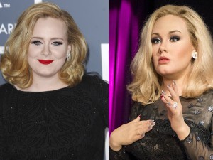 本物のアデル（左）とそっくり蝋人形アデル（右）