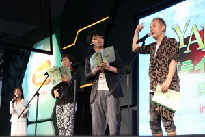 『テイルズ オブ』スペシャルステージに登壇した小西克幸、小野坂昌也、岡村明美