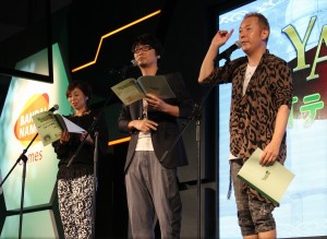 『テイルズ オブ』スペシャルステージに登壇した小西克幸、小野坂昌也、岡村明美