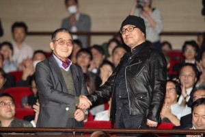モンキー・パンチ氏と青山剛昌氏、映画『ルパン三世 vs 名探偵コナン THE MOVIE』完成披露舞台挨拶