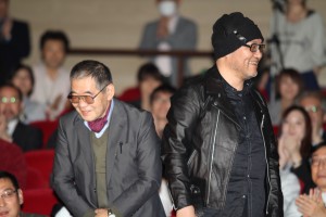 モンキー・パンチ氏と青山剛昌氏、映画『ルパン三世 vs 名探偵コナン THE MOVIE』完成披露舞台挨拶