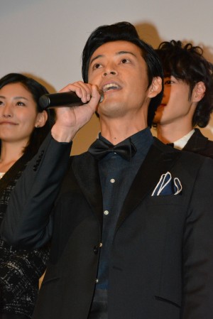 敦士、映画『仮面ライダー×仮面ライダー 鎧武＆ウィザード 天下分け目の戦国MOVIE大合戦』初日舞台挨拶にて