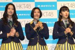 HKT48モノレール派宣言プレス発表会にて（田島芽瑠、兒玉遥、森保まどか）