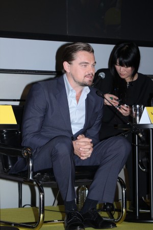 東京証券取引所で行われた『ウルフ・オブ・ウォールストリート』記者会見に登壇したレオナルド・ディカプリオ