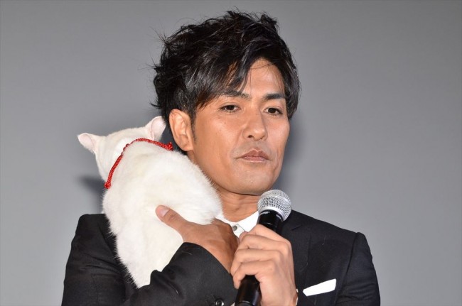 映画『猫侍』完成披露試写会に登壇した出演者たち