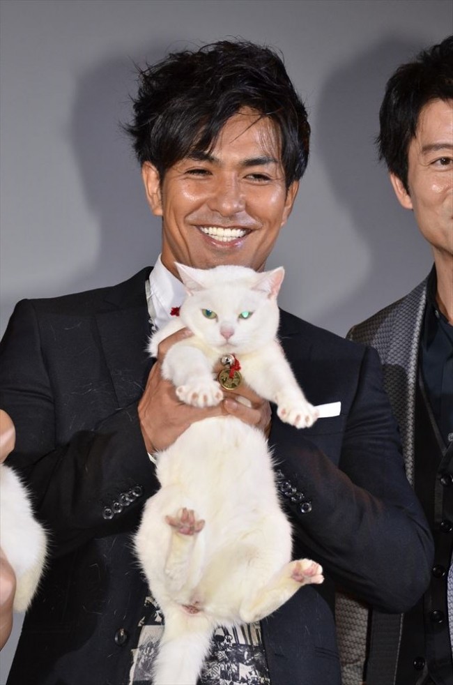 映画『猫侍』完成披露試写会に登壇した出演者たち