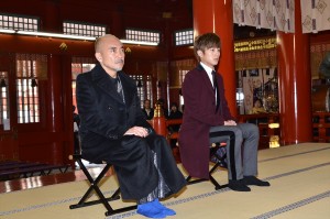 『キャプテン・アメリカ／ウィンター・ソルジャー』の縁結び・ヒット祈願に出席した竹中直人と溝端淳平