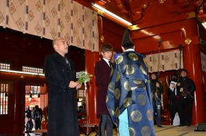 『キャプテン・アメリカ／ウィンター・ソルジャー』の縁結び・ヒット祈願に出席した竹中直人と溝端淳平