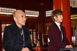 『キャプテン・アメリカ／ウィンター・ソルジャー』の縁結び・ヒット祈願に出席した竹中直人と溝端淳平