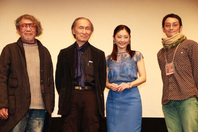 左から大林宣彦監督、品川徹、常盤貴子、内田周作、『野のなななのか』舞台挨拶にて