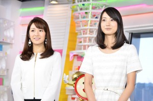 長野美郷、小野彩香、『めざましテレビ』新お天気キャスター発表会見にて