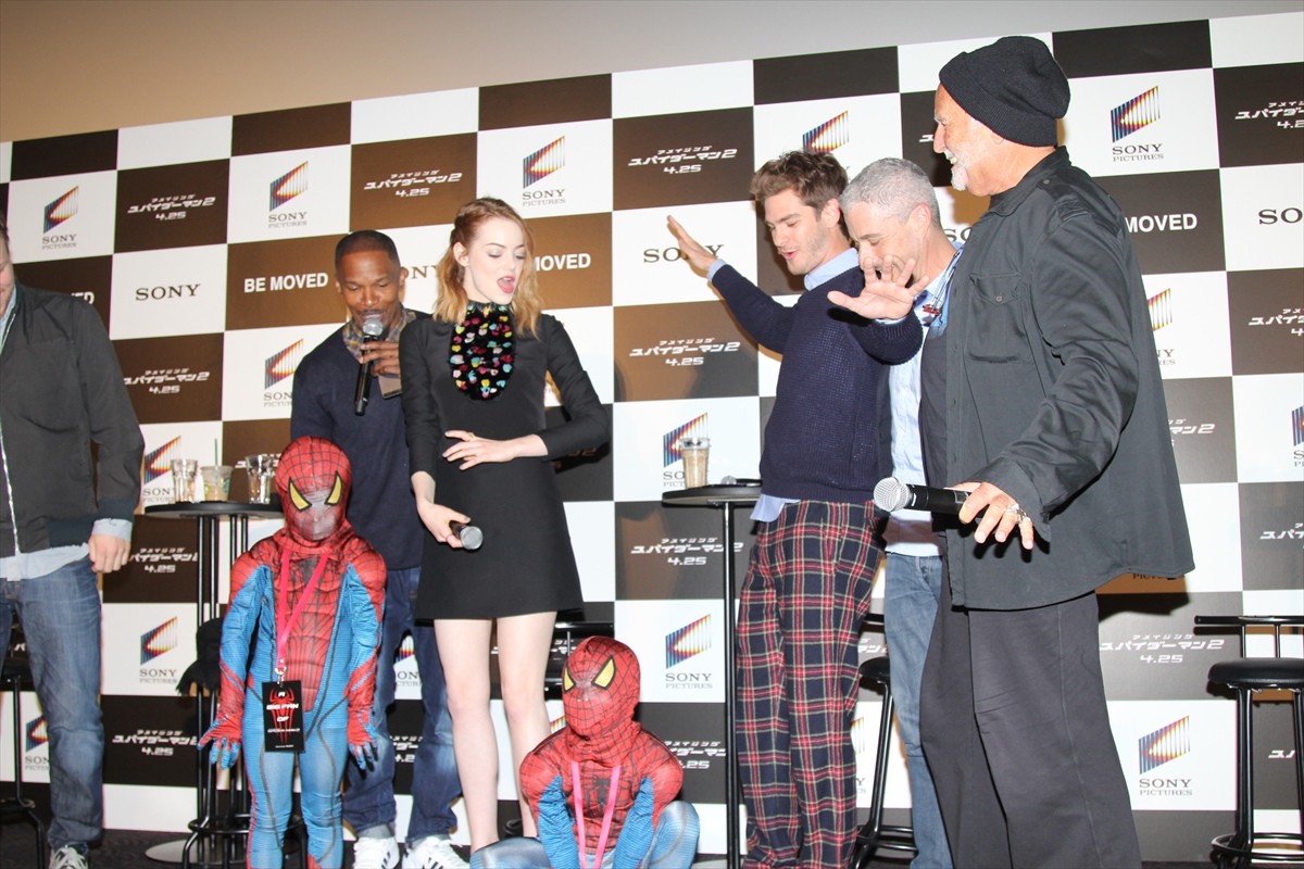 『アメイジング・スパイダーマン2』来日会見　暴れん坊のキャスト陣に中村獅童も困惑