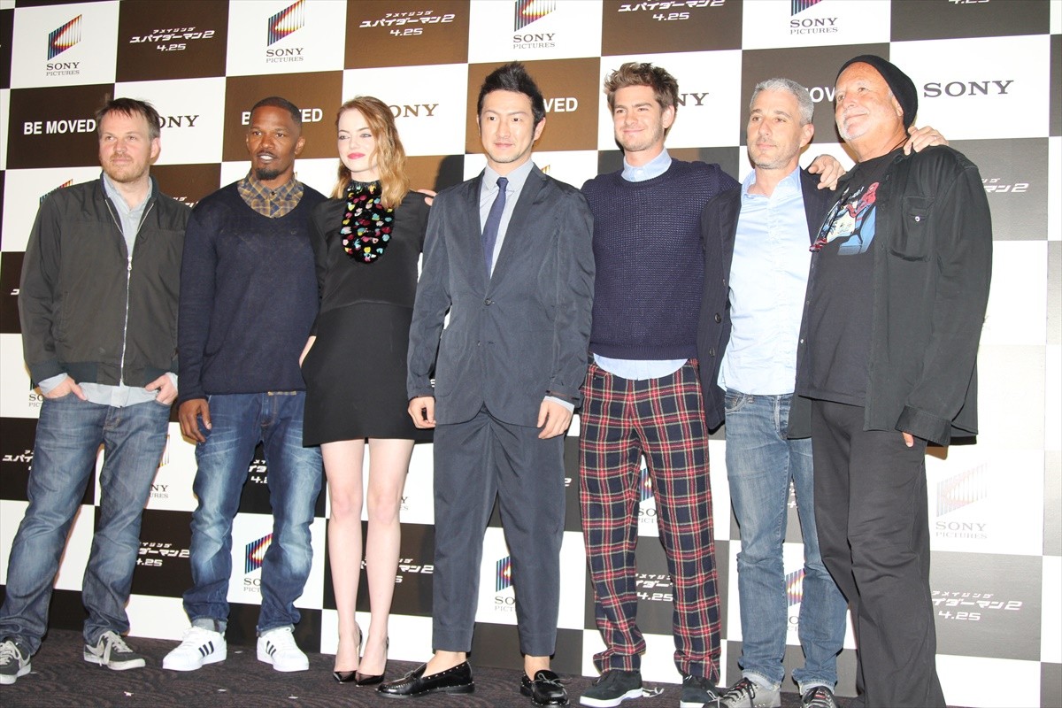 『アメイジング・スパイダーマン2』来日会見　暴れん坊のキャスト陣に中村獅童も困惑